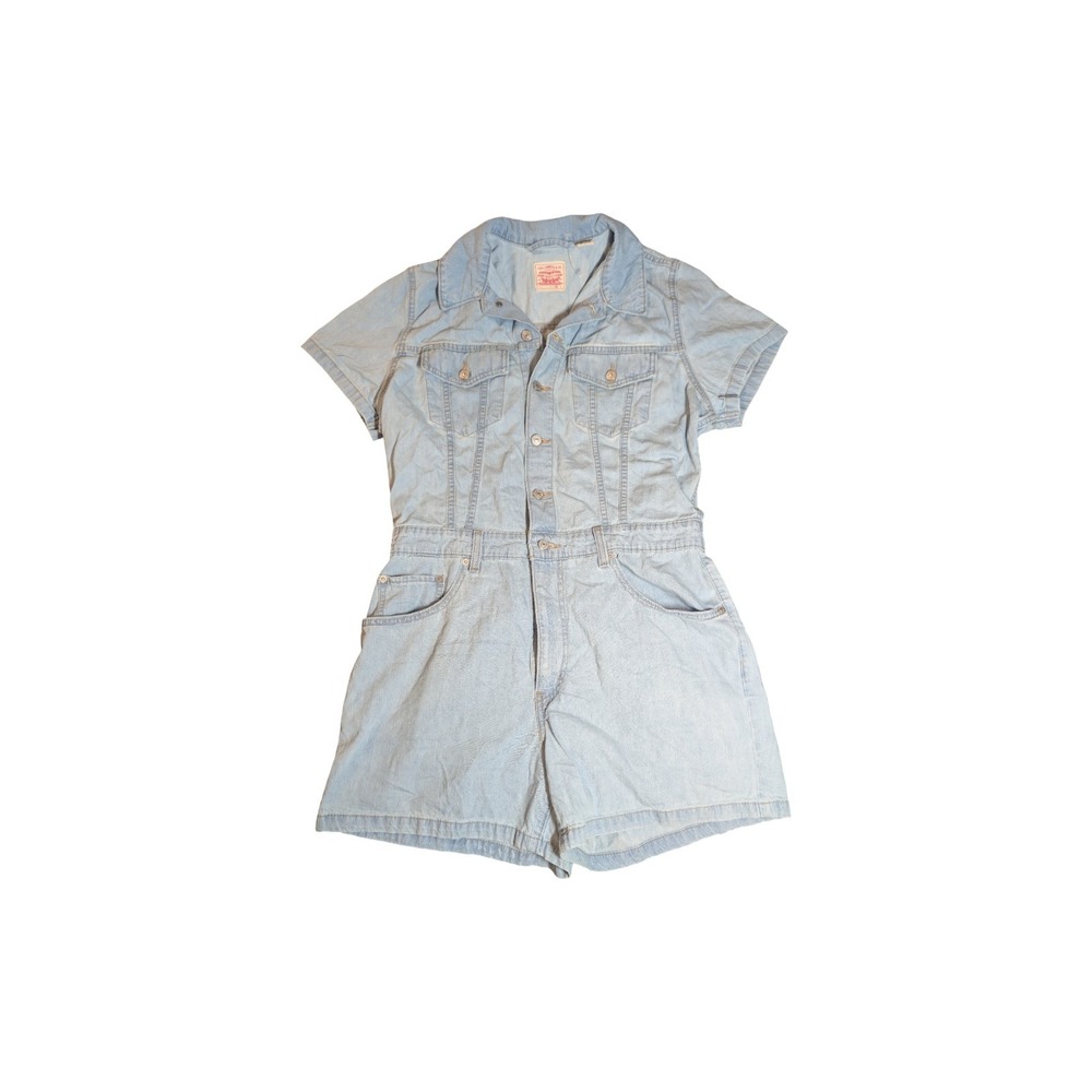 ⭐E5 Levi's Lightweight Denim Romper Jumpsuit Women's Size L Blue
